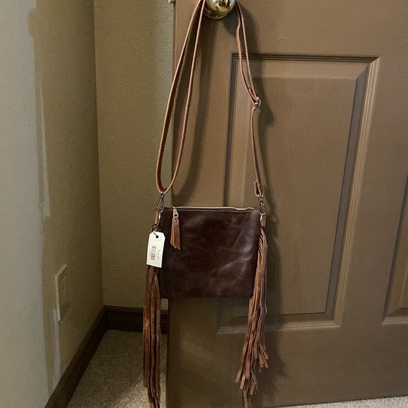 KateLynn Leatherworks Fringed Tucson Crossbody Bag NWT - Picture 4 of 7